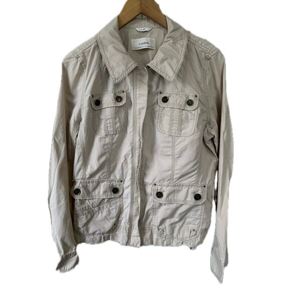 Calson 100% Cotton Full Zip Up 5 Pocket Layering Lightweight Utility Jacket L - Picture 1 of 5